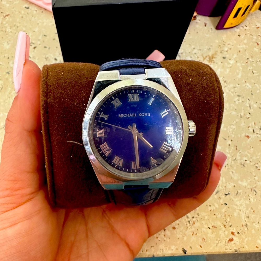 Michael Kors Blue Leather Strap Watch